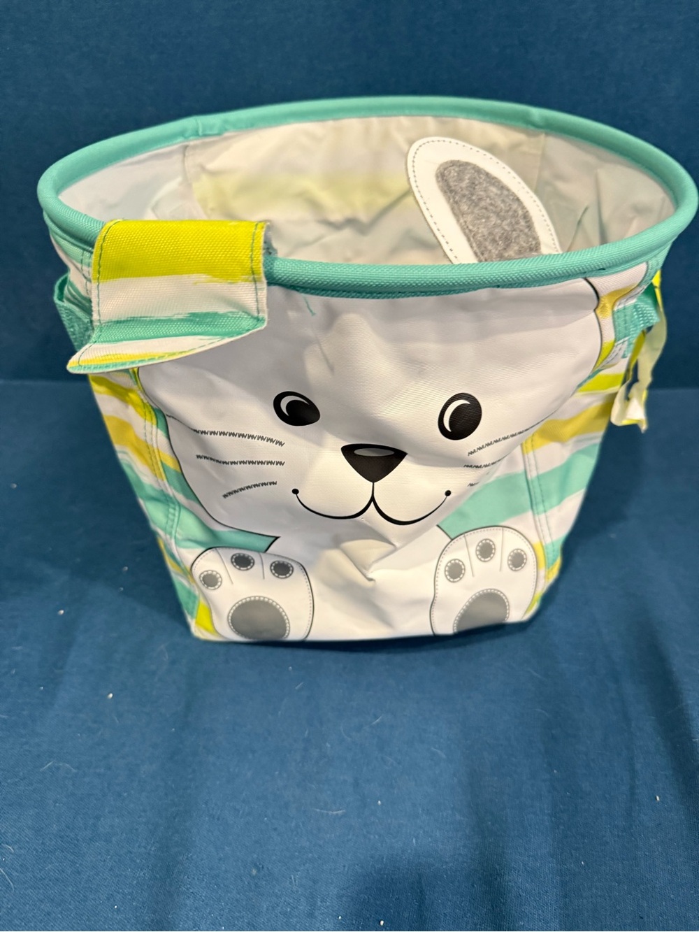 thirty-one Kids Bunny Face Storage Bin in Aqua, Yellow, Gray - Great for Easter